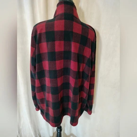 EUC! Denim & Co Red & Black Buffalo Plaid Fleece Jacket. Size L - Picture 5 of 7